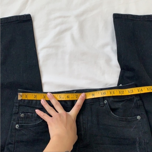 Garage black skinny denim, distressing to thigh/knee, size 3, 8”rise, 30” inseam - Picture 4 of 7